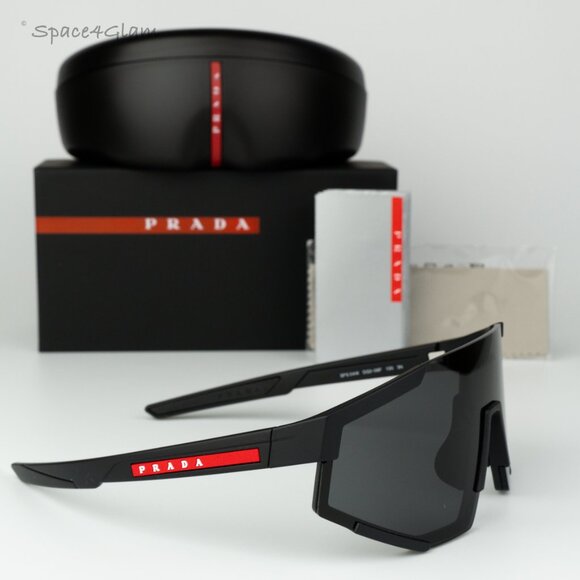 Prada Linea Rossa Women Sunglasses Black Grey Single Lens PS04WS DG006F NEW - Picture 4 of 10